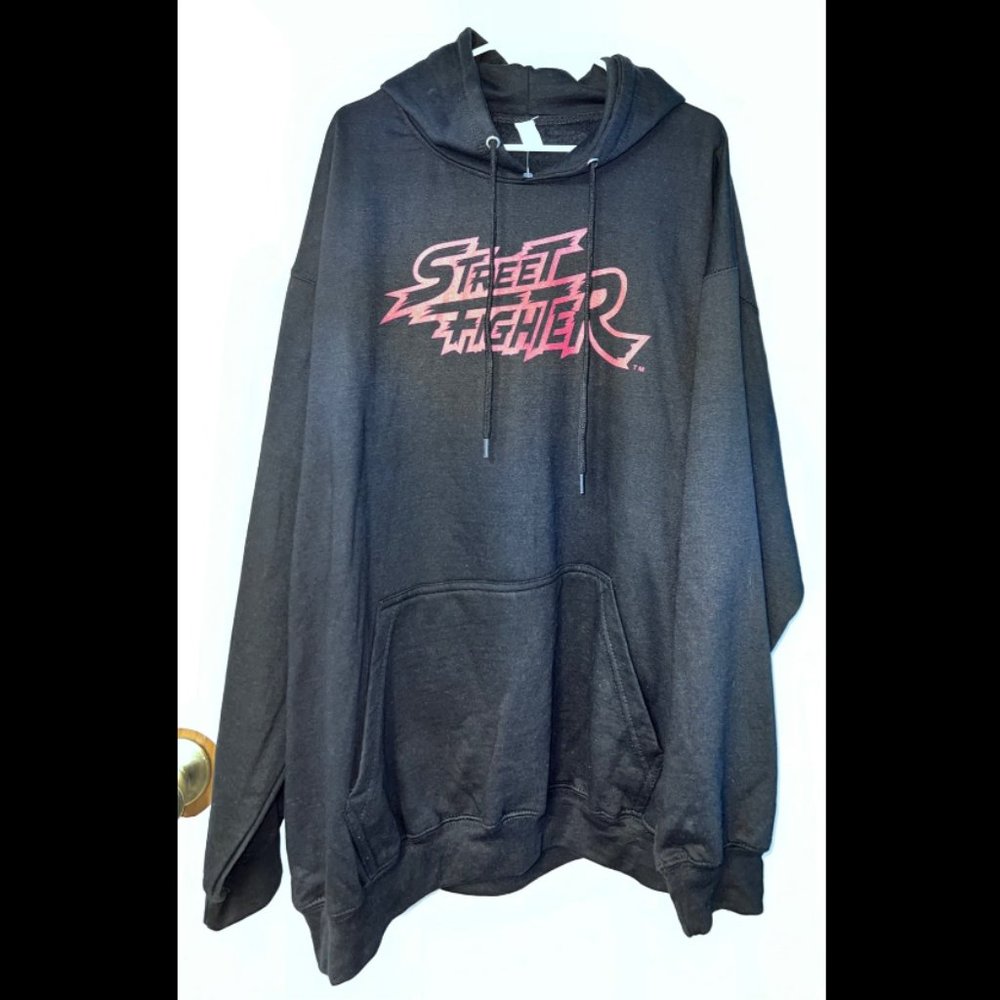 Men's XL Black Capcom Street Fighter Hoodie Comic Strip Style New